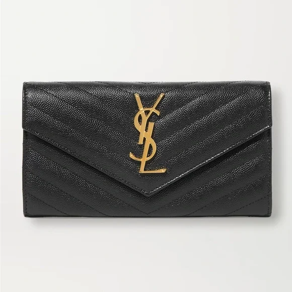 Yves Saint Laurent Black Leather Wallet with Gold Logo - Picture 6 of 8